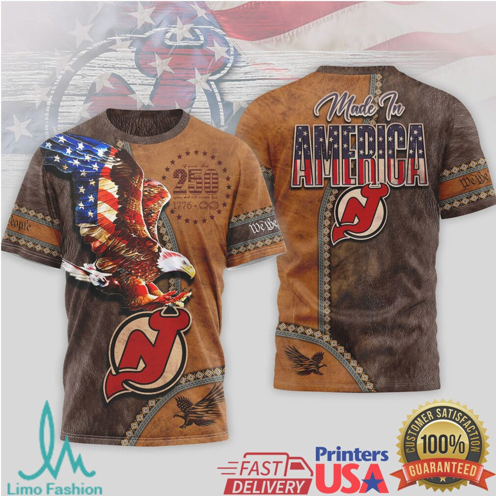 New Jersey Devils Made In America 250 Years Independence Day T Shirt - Limotees LLC