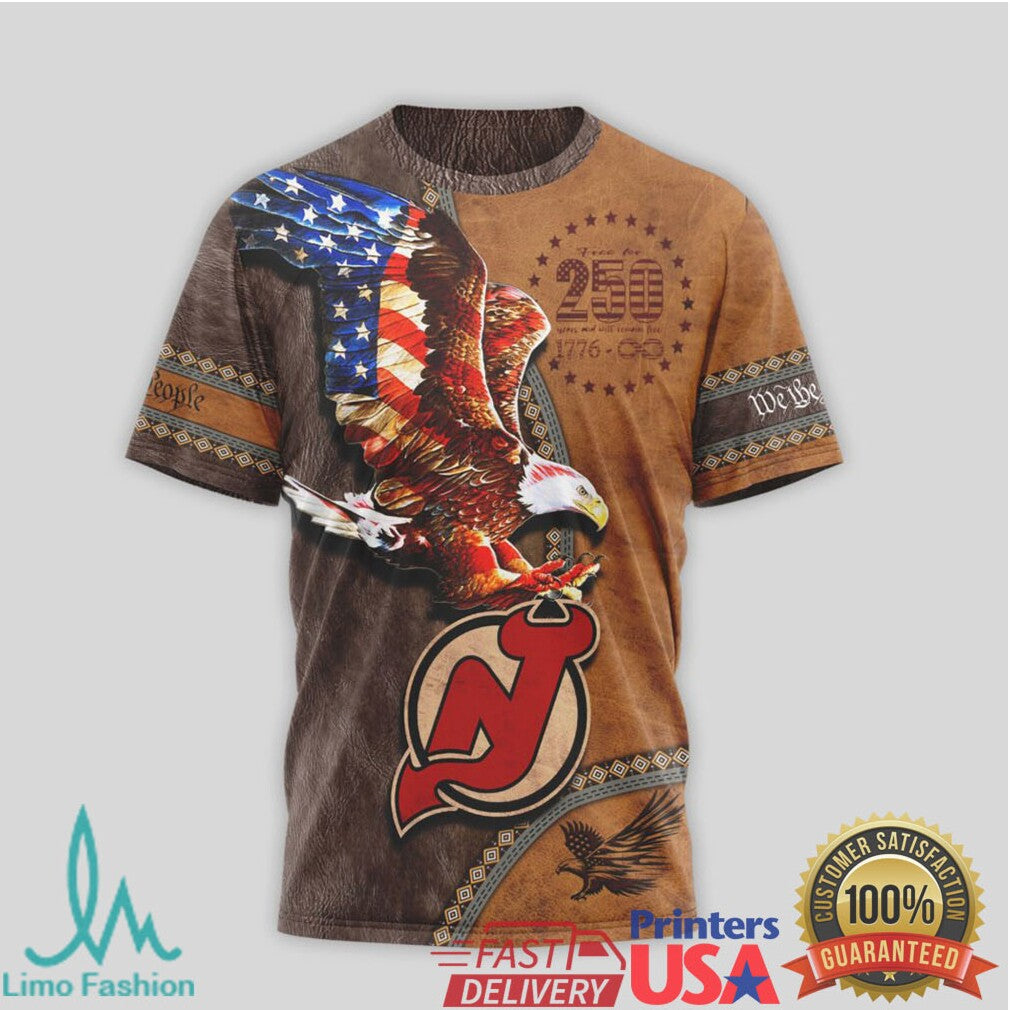 New Jersey Devils Made In America 250 Years Independence Day T Shirt - Limotees LLC