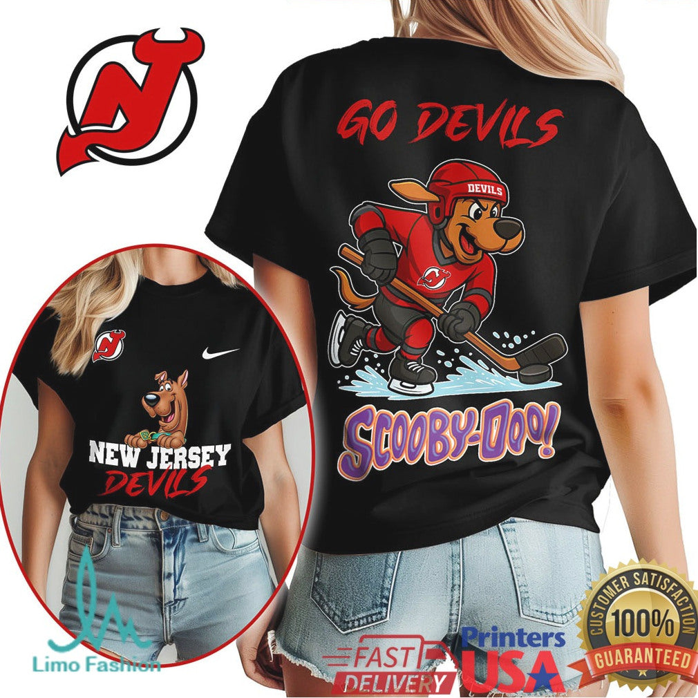 New Jersey Devils Scooby Doo Hockey Mascot Cartoon T Shirt - Limotees LLC