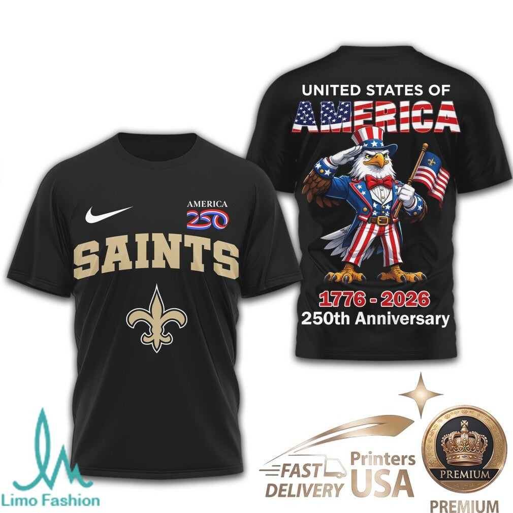New Orleans Saints 250th Anniversary Patriotic Eagle T Shirt - Limotees LLC