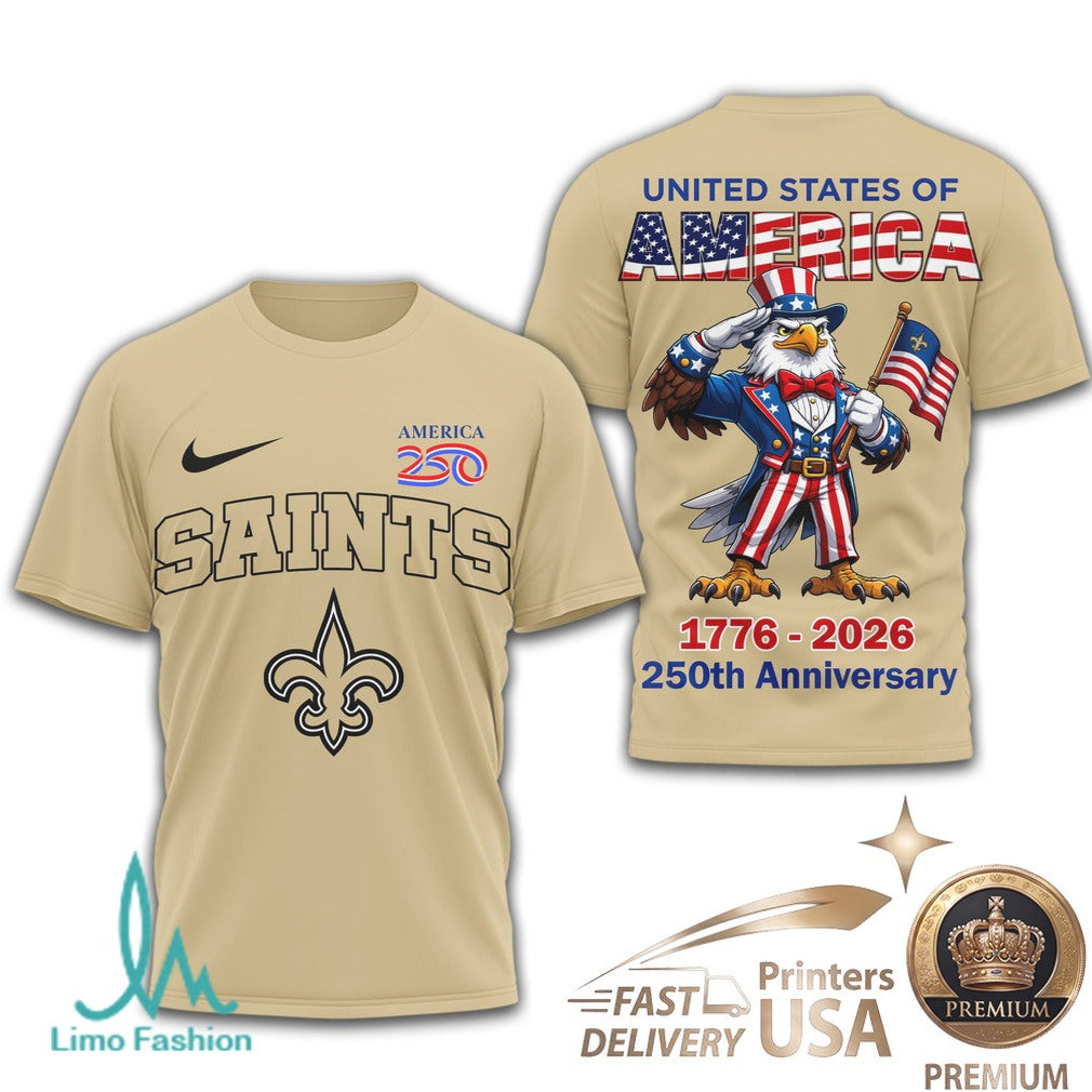 New Orleans Saints 250th Anniversary Patriotic Eagle T Shirt - Limotees LLC