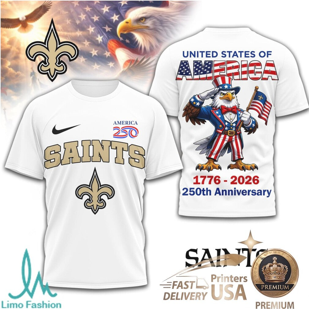 New Orleans Saints 250th Anniversary Patriotic Eagle T Shirt - Limotees LLC