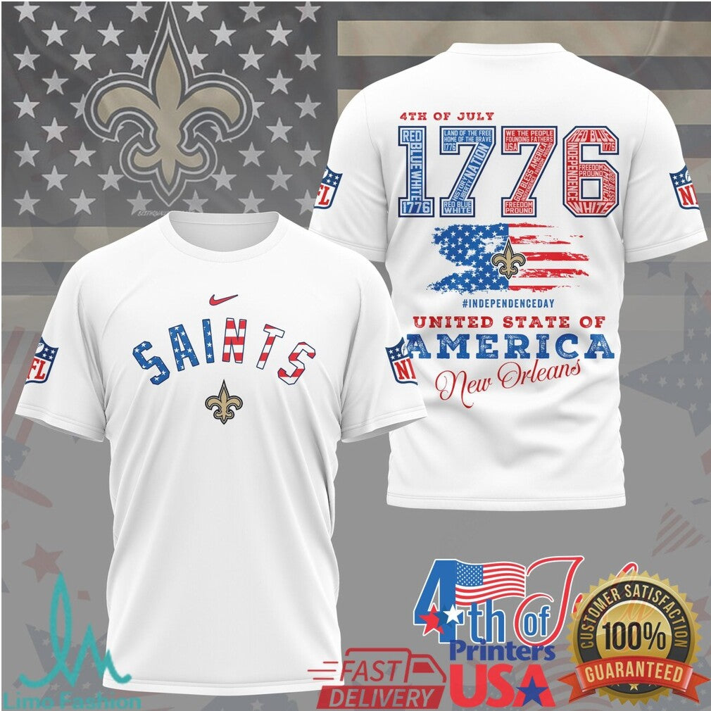 New Orleans Saints 4th of July 1776 Independence Day NFL T Shirt - Limotees LLC