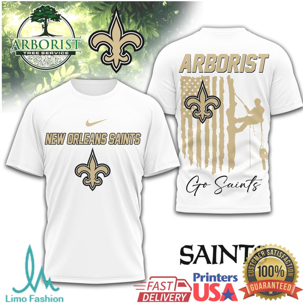 New Orleans Saints Arborist Tree Service American Flag T Shirt - Limotees LLC