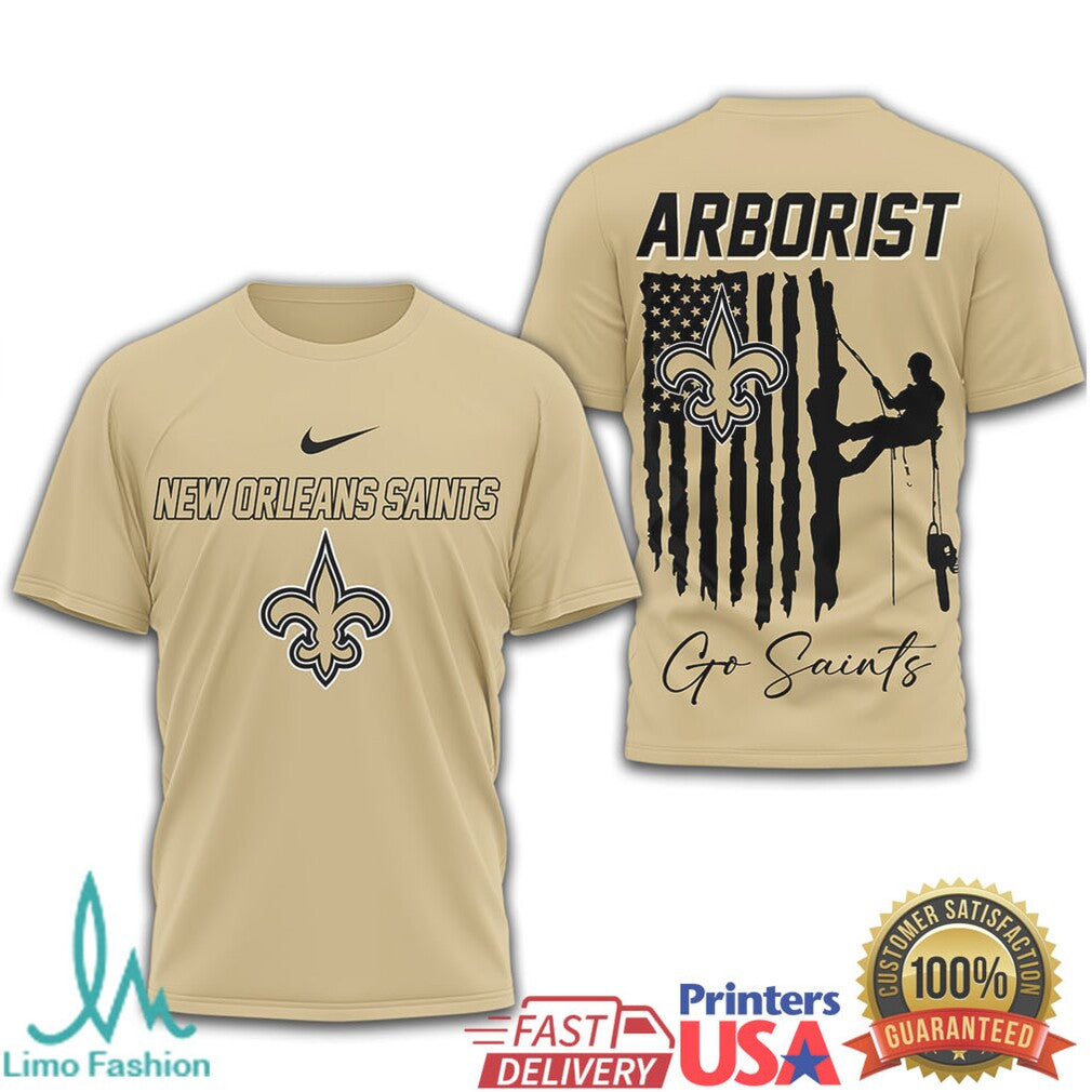 New Orleans Saints Arborist Tree Service American Flag T Shirt - Limotees LLC