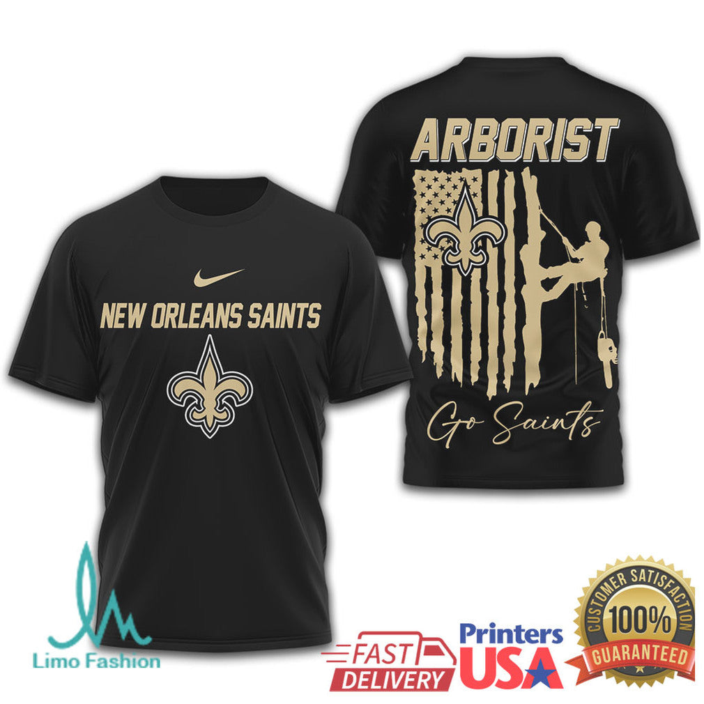 New Orleans Saints Arborist Tree Service American Flag T Shirt - Limotees LLC