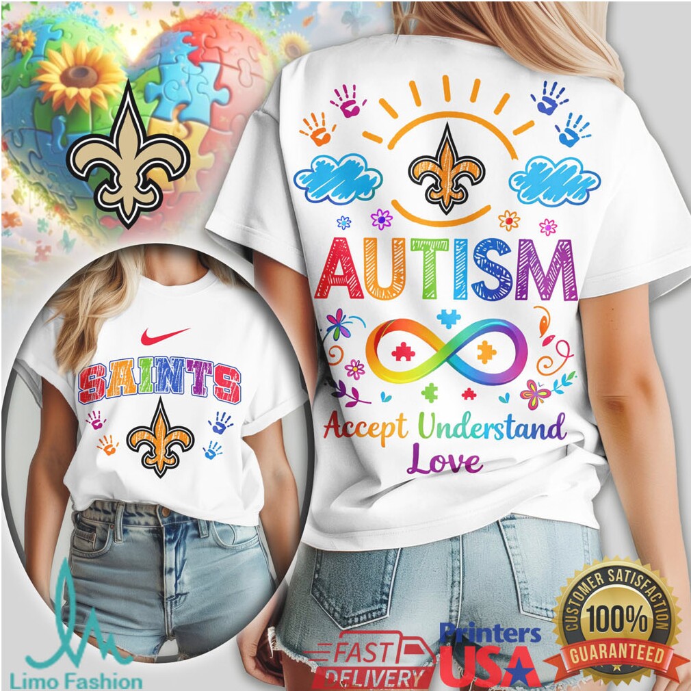 New Orleans Saints Autism Awareness Fleur de lis Support T Shirt - Limotees LLC