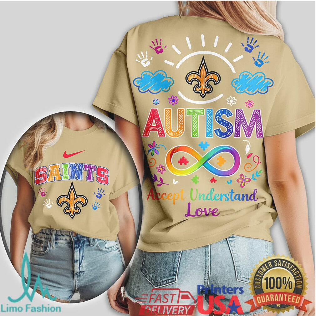 New Orleans Saints Autism Awareness Fleur de lis Support T Shirt - Limotees LLC