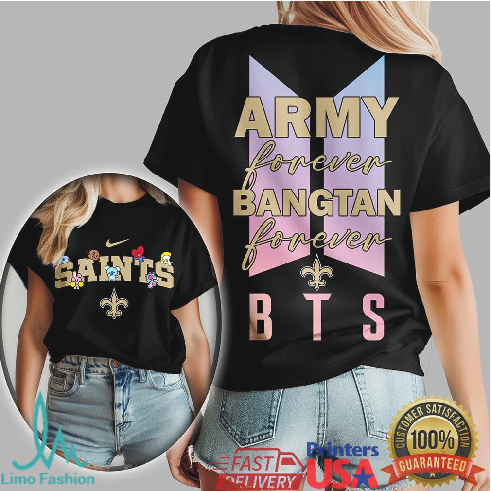 New Orleans Saints BTS Army Forever T Shirt Bangtan Forever Sports Apparel - Limotees LLC
