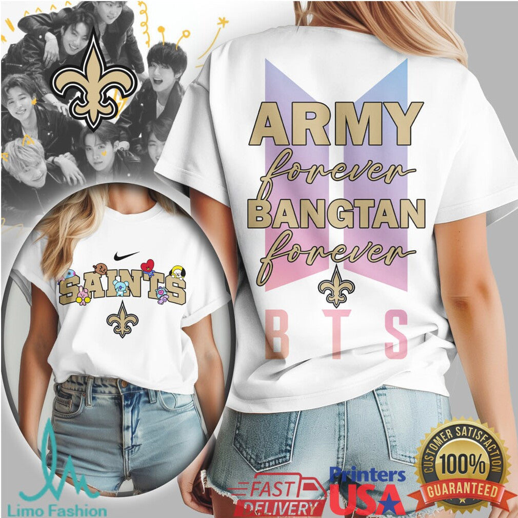 New Orleans Saints BTS Army Forever T Shirt Bangtan Forever Sports Apparel - Limotees LLC