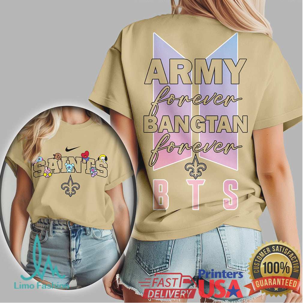 New Orleans Saints BTS Army Forever T Shirt Bangtan Forever Sports Apparel - Limotees LLC
