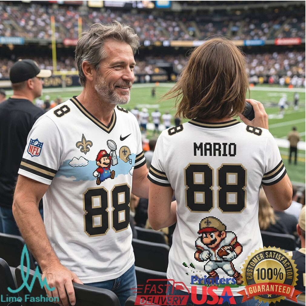 New Orleans Saints Custom Mario 88 Character Football Fan Apparel T Shirt - Limotees LLC