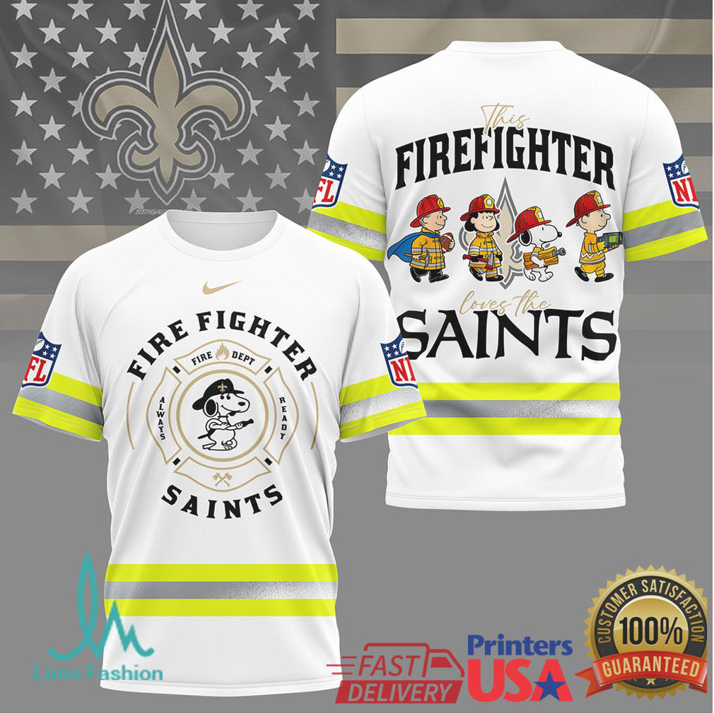New Orleans Saints Firefighter Snoopy Peanuts Gang NFL T Shirt - Limotees LLC