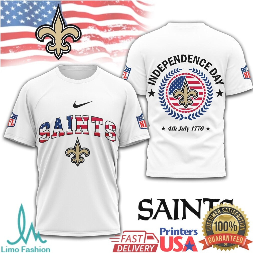 New Orleans Saints Independence Day T Shirt Saints 4th of July American Flag T Shirt - Limotees LLC