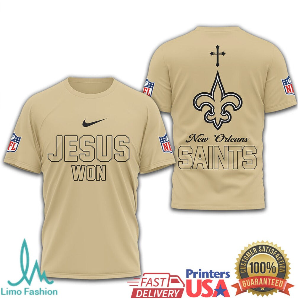 New Orleans Saints Jesus Won Christian Sports T Shirt - Limotees LLC