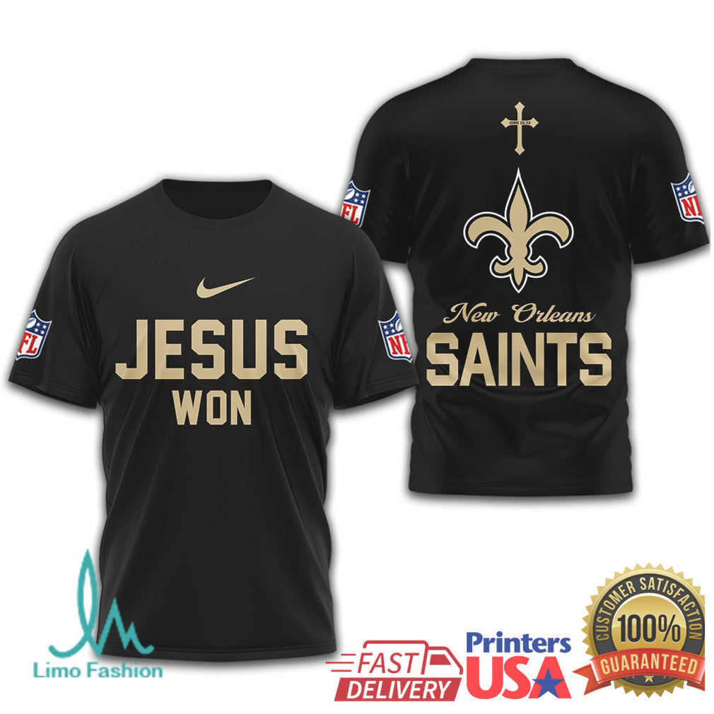 New Orleans Saints Jesus Won Christian Sports T Shirt - Limotees LLC
