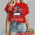 New Orleans Saints Messy Bun Heart Disease Awareness Faith Hope Love T Shirt - Limotees LLC