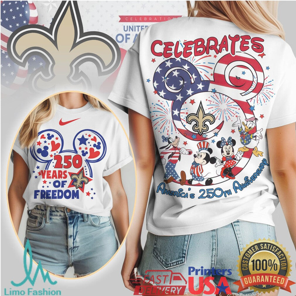 New Orleans Saints Mickey & Friends America's 250th Anniversary Shirt - Limotees LLC