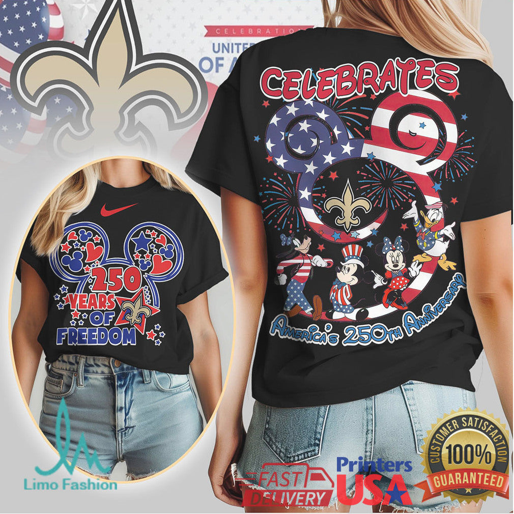 New Orleans Saints Mickey & Friends America's 250th Anniversary Shirt - Limotees LLC