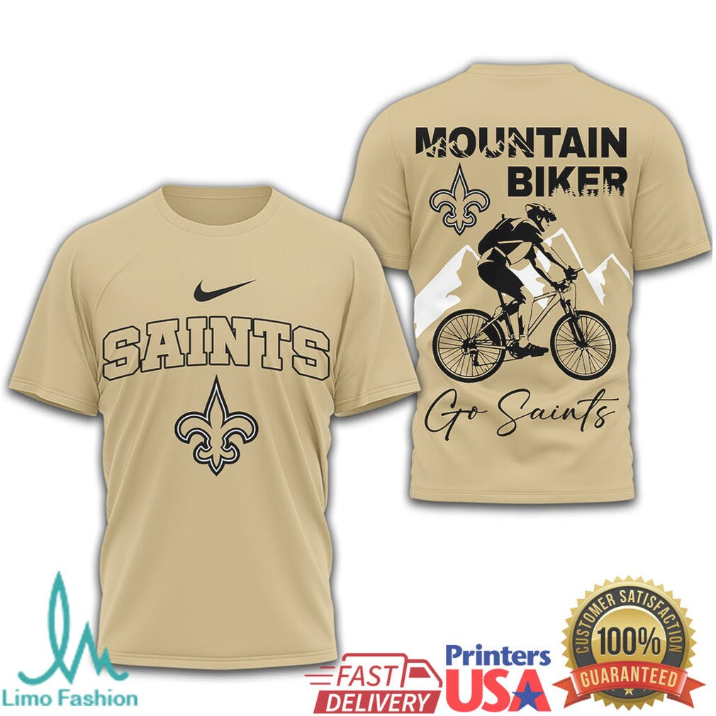 New Orleans Saints Mountain Biker T Shirt Saints Cycling Outdoor Apparel - Limotees LLC