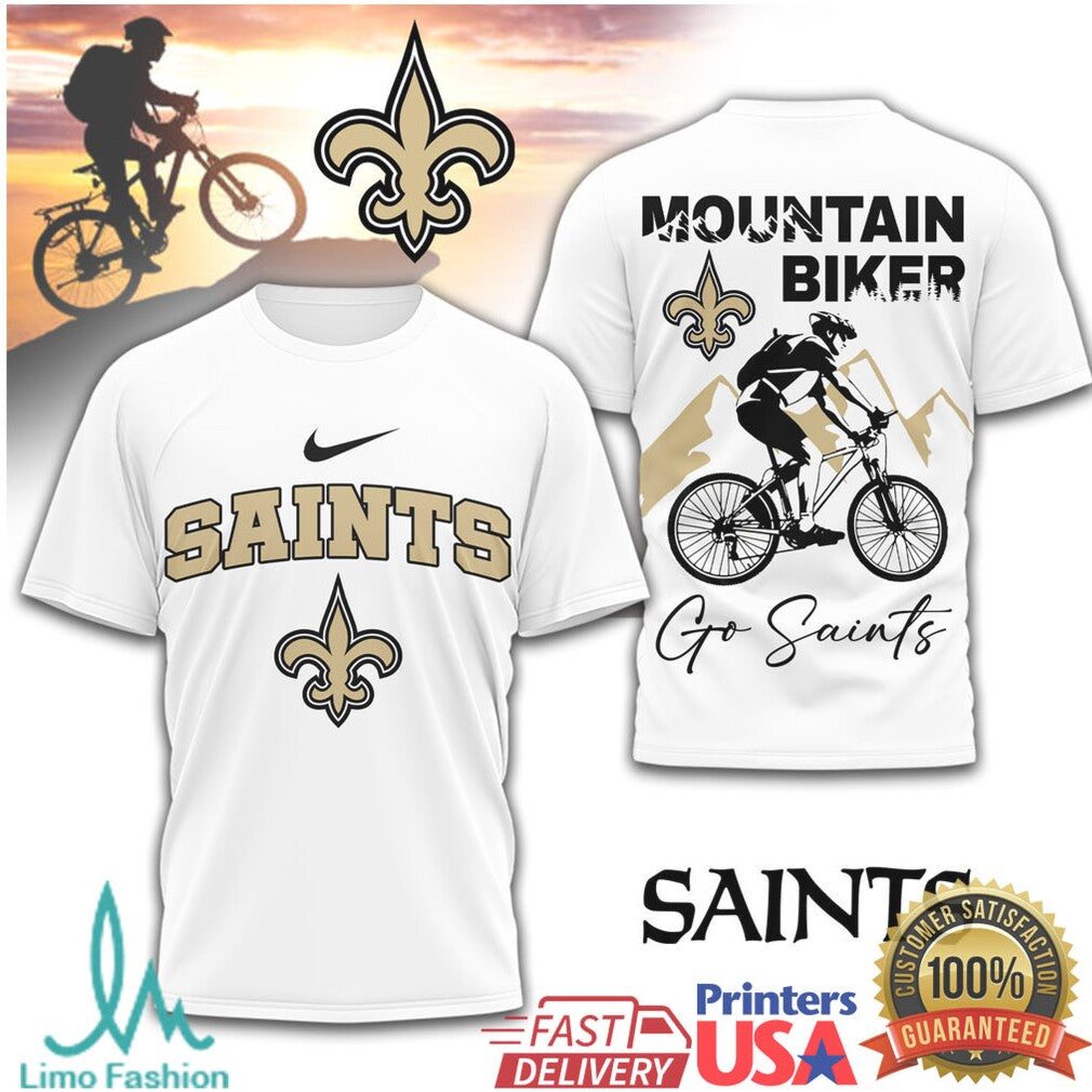New Orleans Saints Mountain Biker T Shirt Saints Cycling Outdoor Apparel - Limotees LLC
