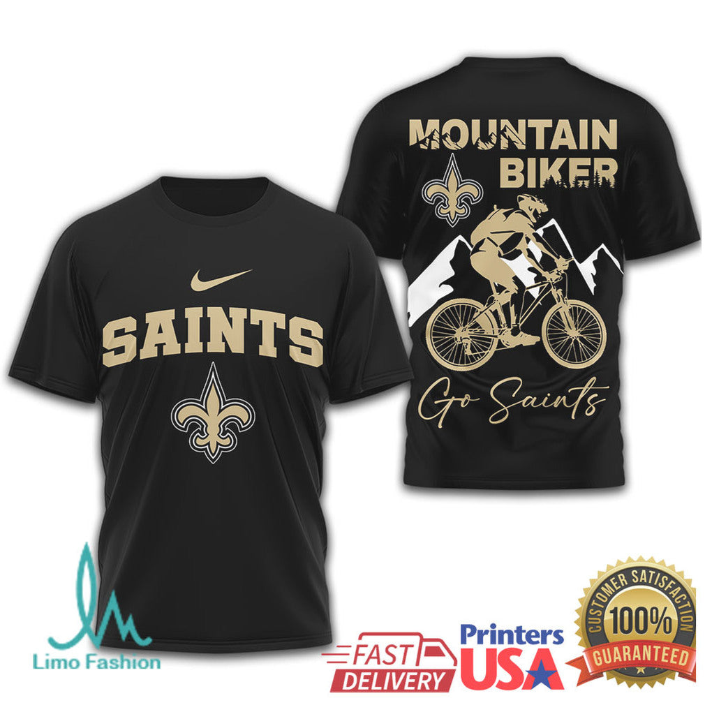 New Orleans Saints Mountain Biker T Shirt Saints Cycling Outdoor Apparel - Limotees LLC