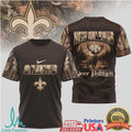New Orleans Saints NFL Deer Hunting Camo Sleeve T Shirt - Limotees LLC