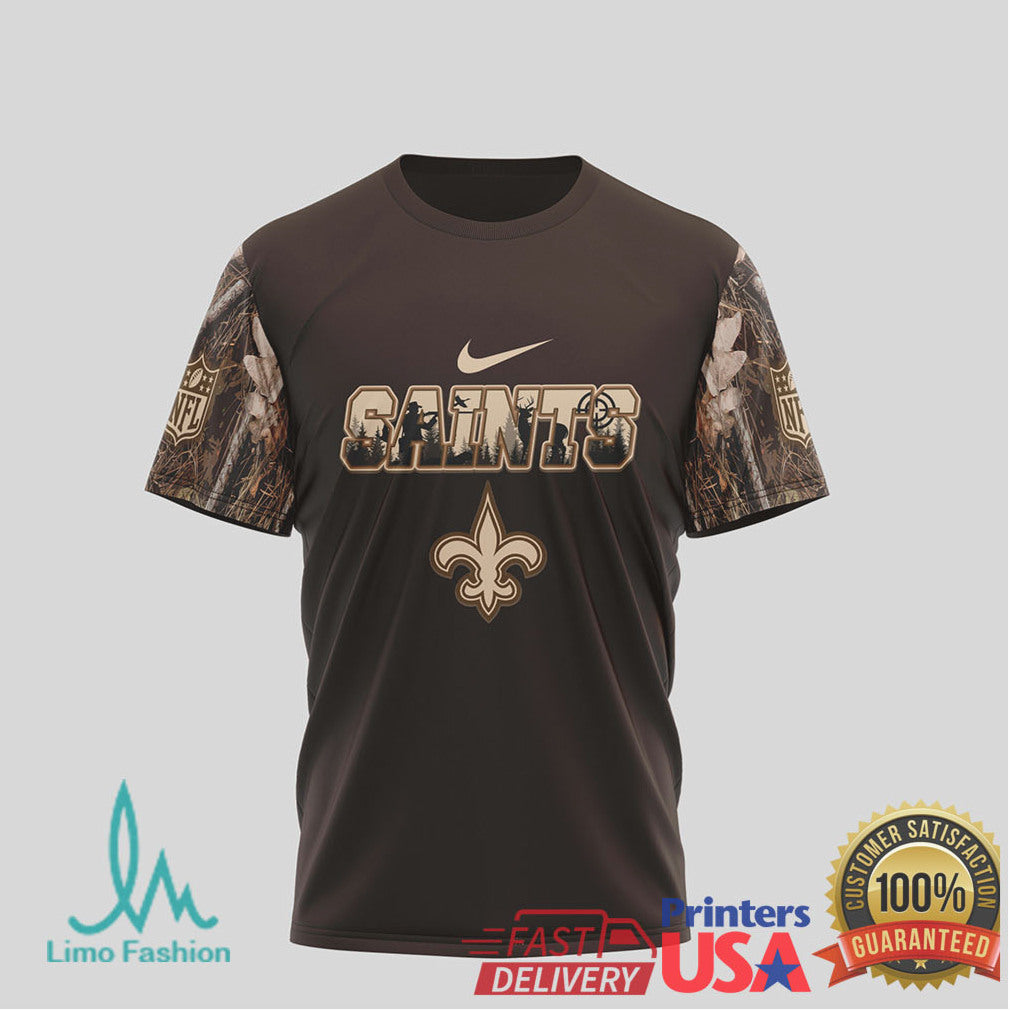 New Orleans Saints NFL Deer Hunting Camo Sleeve T Shirt - Limotees LLC