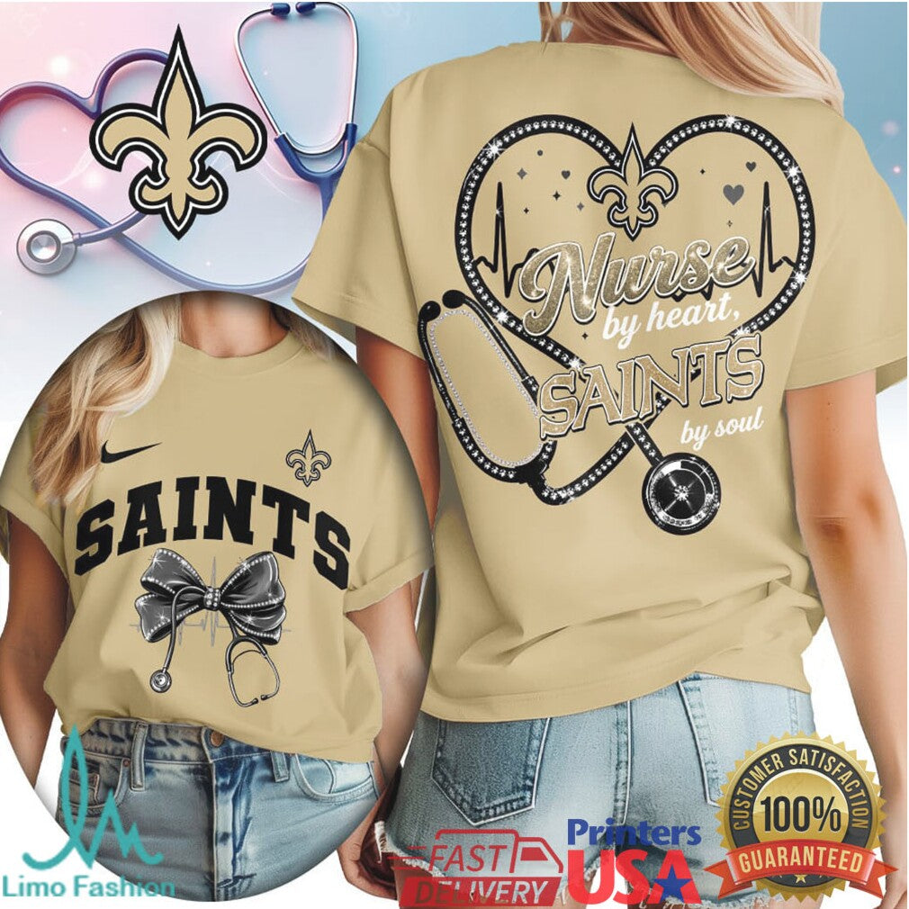 New Orleans Saints Nurse T Shirt Who Dat Nation Nursing Heart Fan Apparel - Limotees LLC