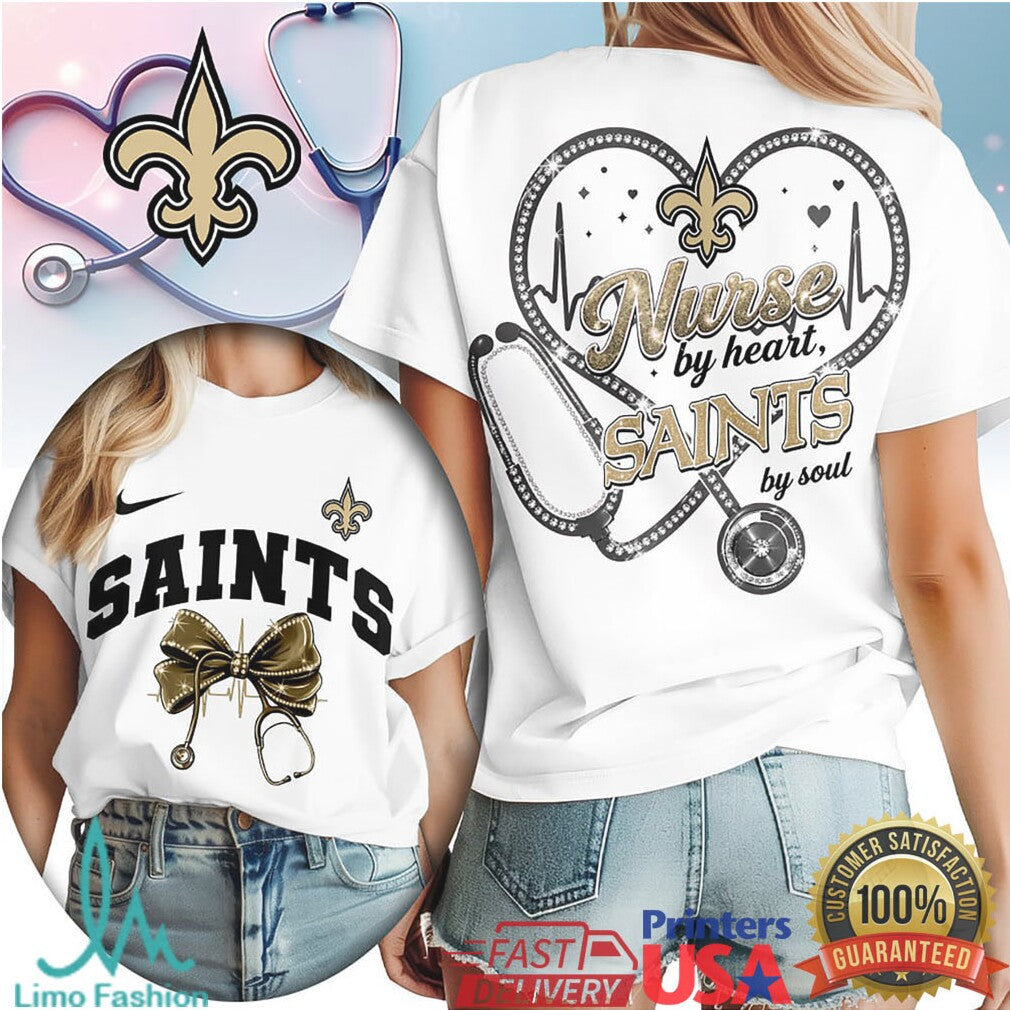 New Orleans Saints Nurse T Shirt Who Dat Nation Nursing Heart Fan Apparel - Limotees LLC