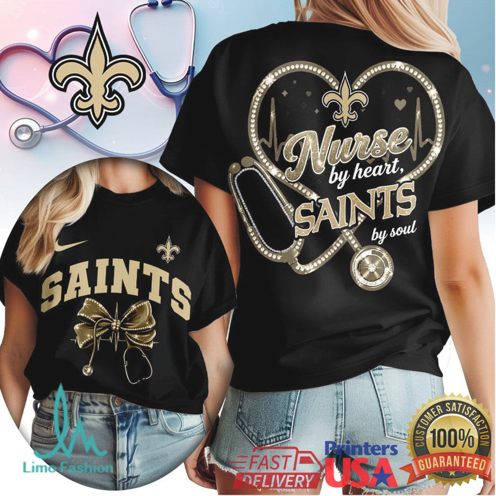 New Orleans Saints Nurse T Shirt Who Dat Nation Nursing Heart Fan Apparel - Limotees LLC