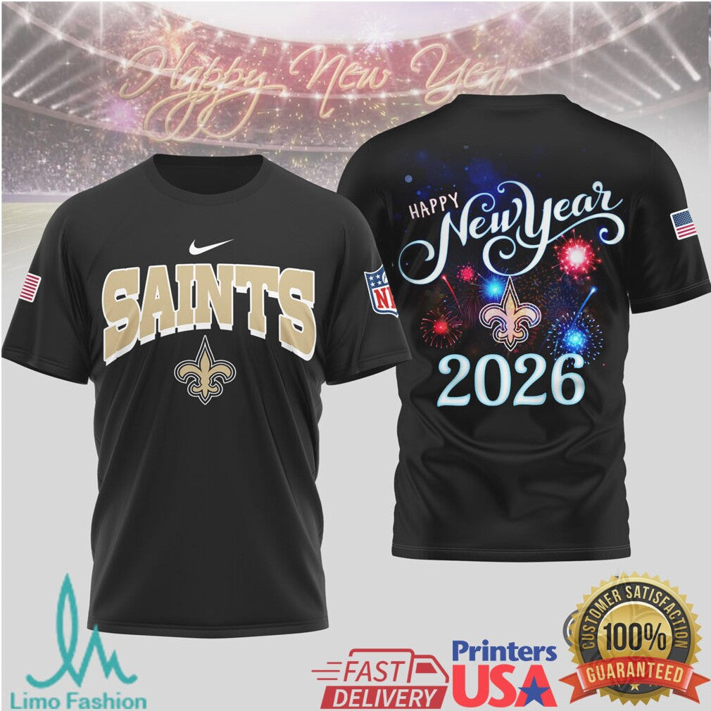 New Orleans Saints Official NFL Happy New Year 2026 3D Shirt - Limotees LLC