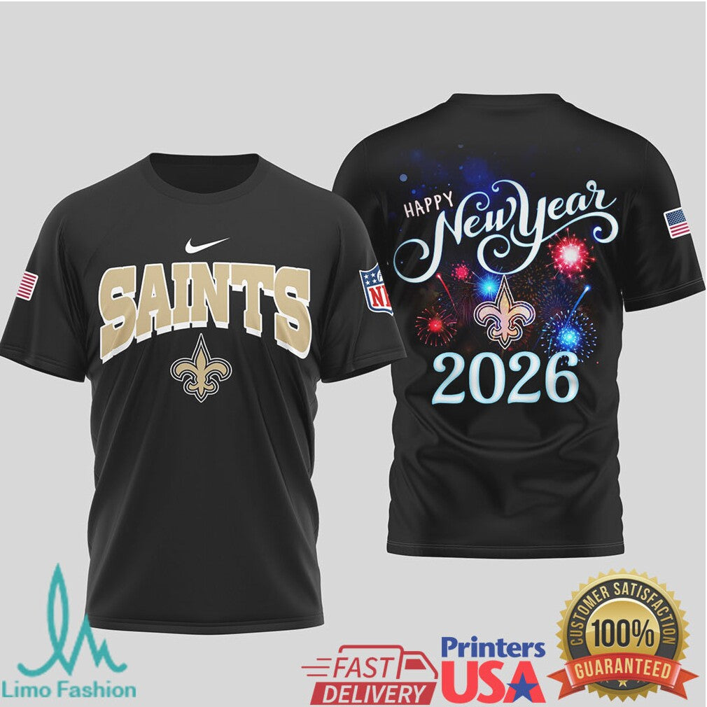 New Orleans Saints Official NFL Happy New Year 2026 3D Shirt - Limotees LLC