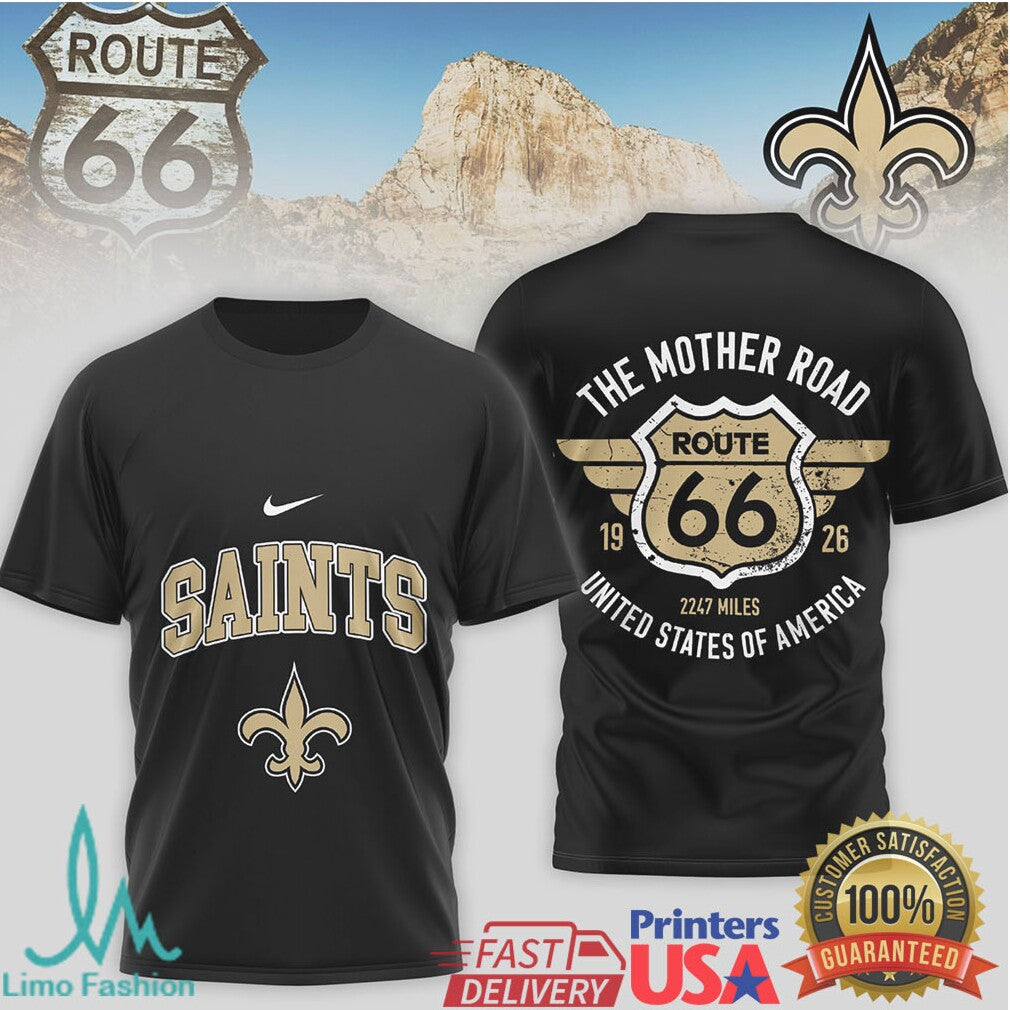 New Orleans Saints Official NFL Route 66 3D Shirt - Limotees LLC
