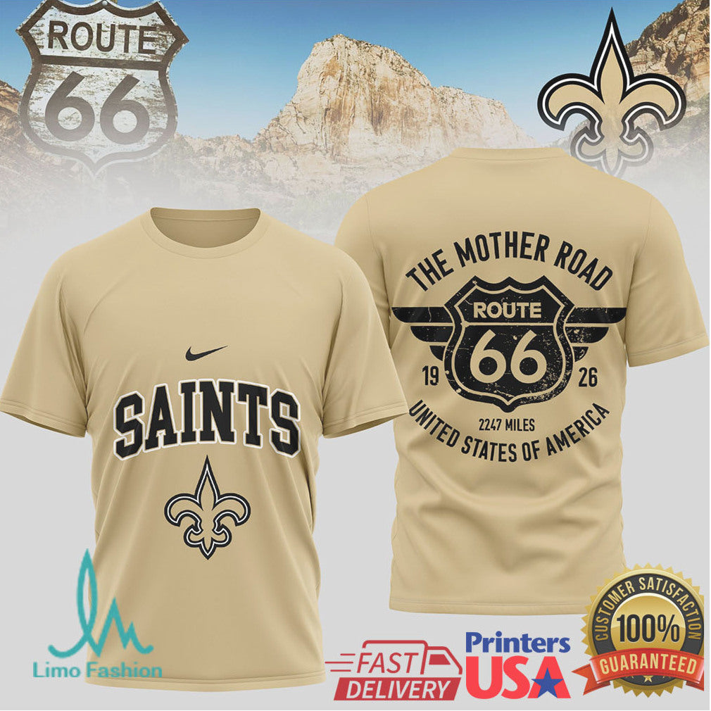 New Orleans Saints Official NFL Route 66 3D Shirt - Limotees LLC