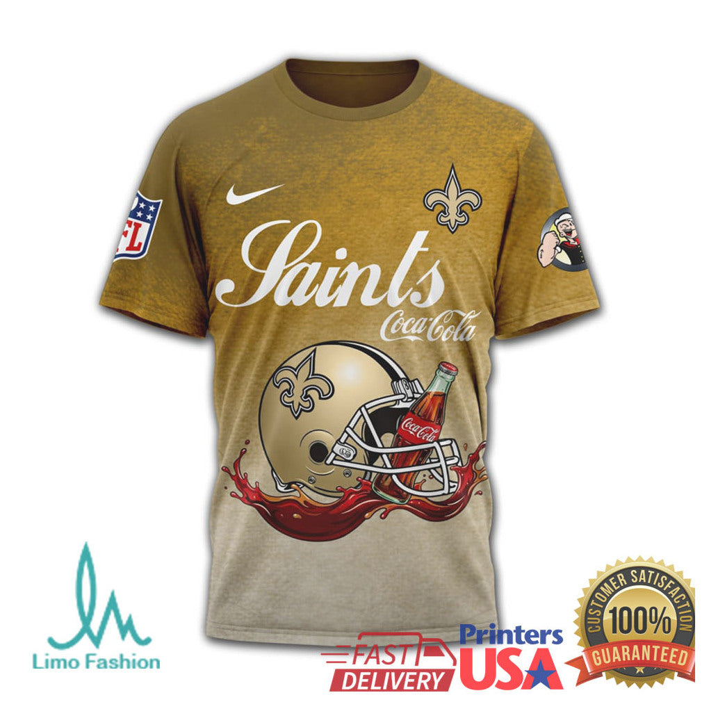 New Orleans Saints Popeye x Coca Cola Drink Strong Play Hard T Shirt