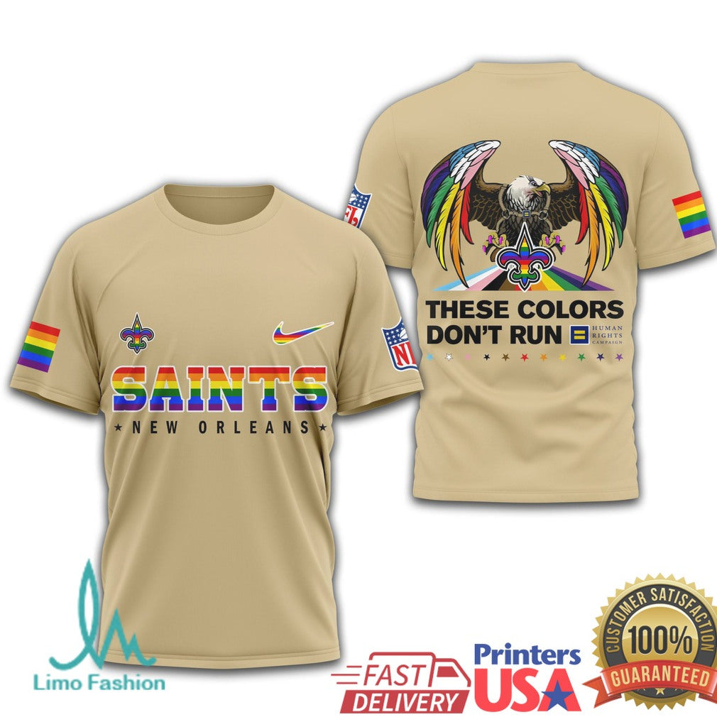 New Orleans Saints Pride Eagle These Colors Don't Run T Shirt - Limotees LLC