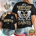 New Orleans Saints Radiologic Technologist T Shirt Rad Tech Skeleton Heart Saints T Shirt - Limotees LLC