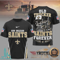 New Orleans Saints Skull Old Trucker Forever Fan T Shirt - Limotees LLC