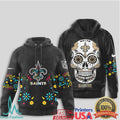 New Orleans Saints Sugar Skull Day of the Dead Floral NFL T Shirt - Limotees LLC