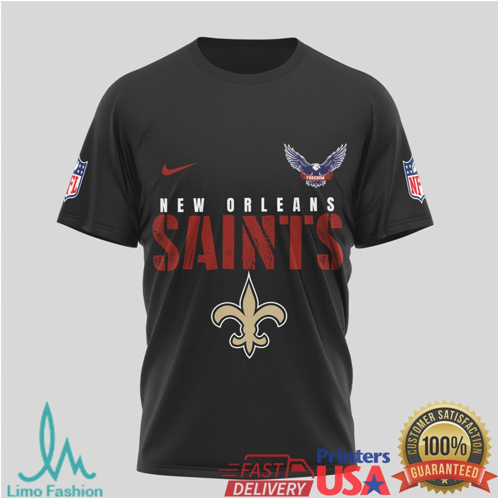 New Orleans Saints Thank You Veterans Military Appreciation Black T Shirt - Limotees LLC