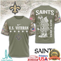 New Orleans Saints U.S. Veteran Salute To Service Olive Camo T Shirt - Limotees LLC