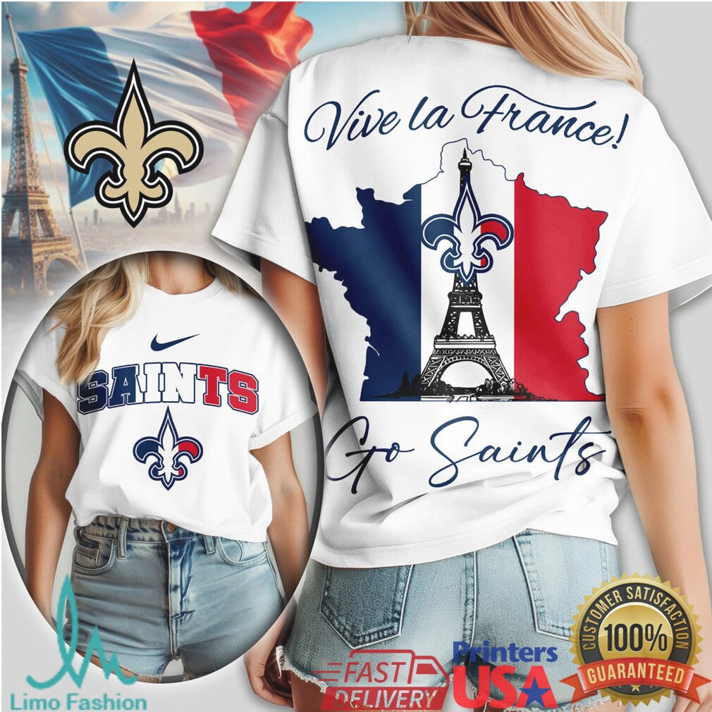 New Orleans Saints “Vive la France” Paris Eiffel Tower Tour T Shirt - Limotees LLC