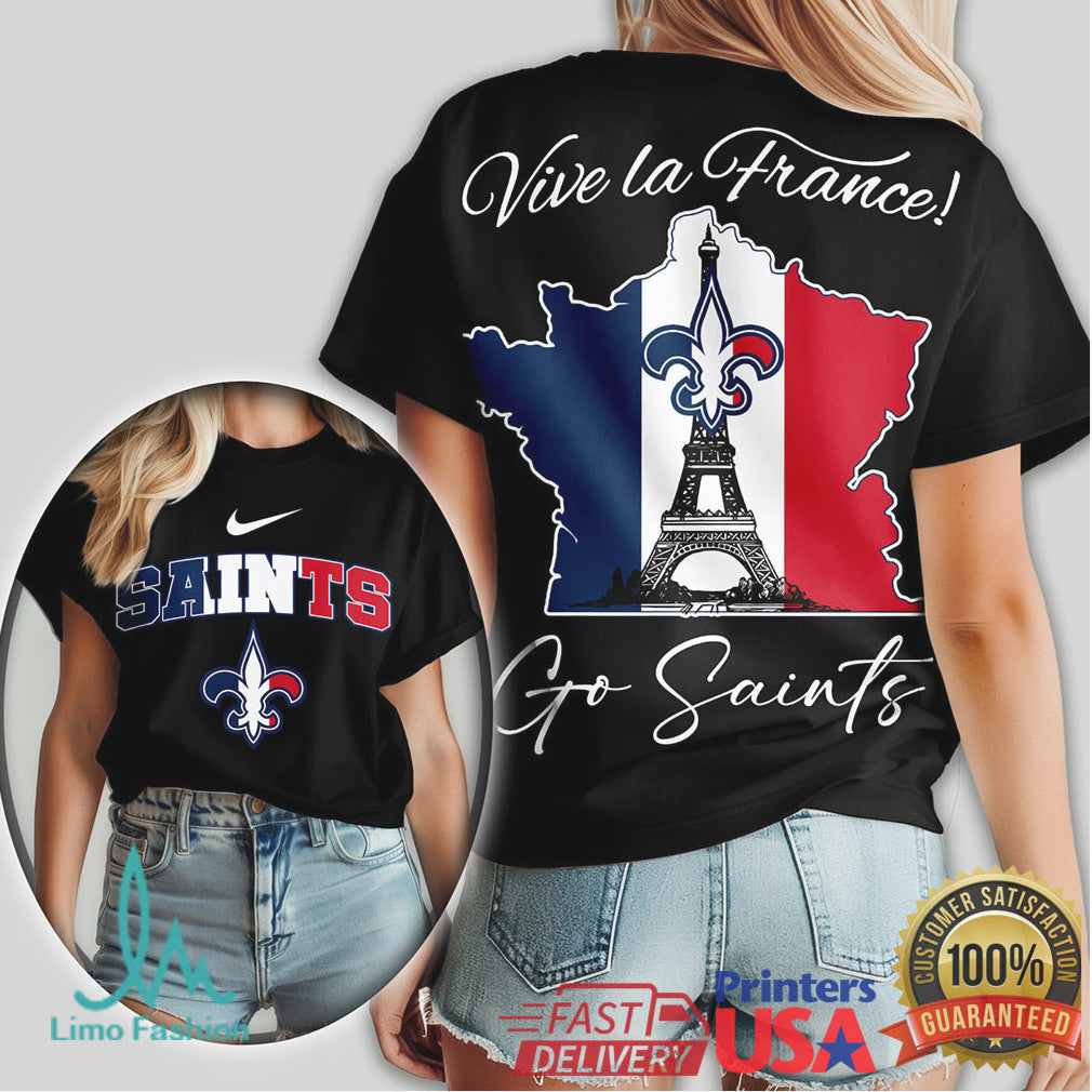 New Orleans Saints “Vive la France” Paris Eiffel Tower Tour T Shirt - Limotees LLC