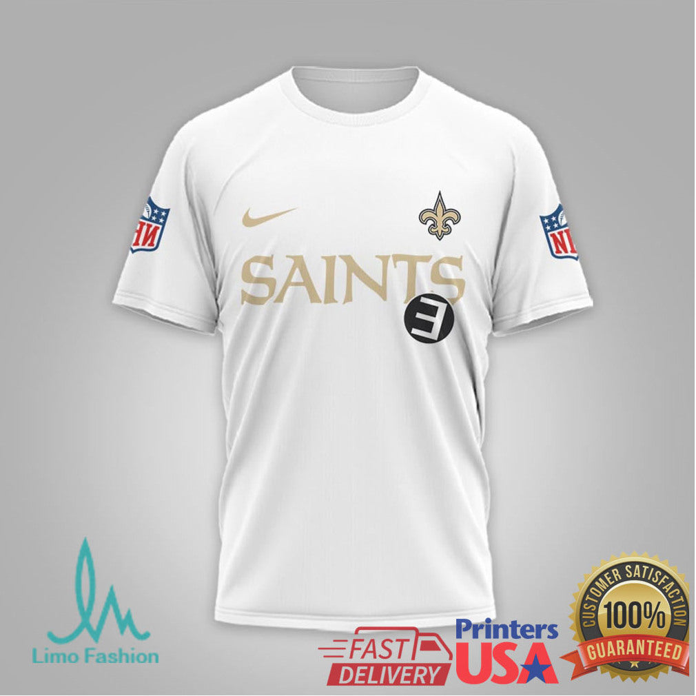 New Orleans Saints x Eminem Slim Shady Mashup White T Shirt - Limotees LLC
