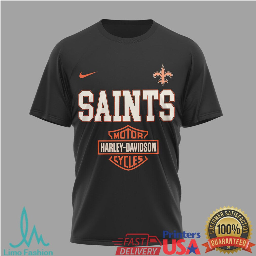 New Orleans Saints x Harley Davidson Motor Cycles Graphic T Shirt - Limotees LLC