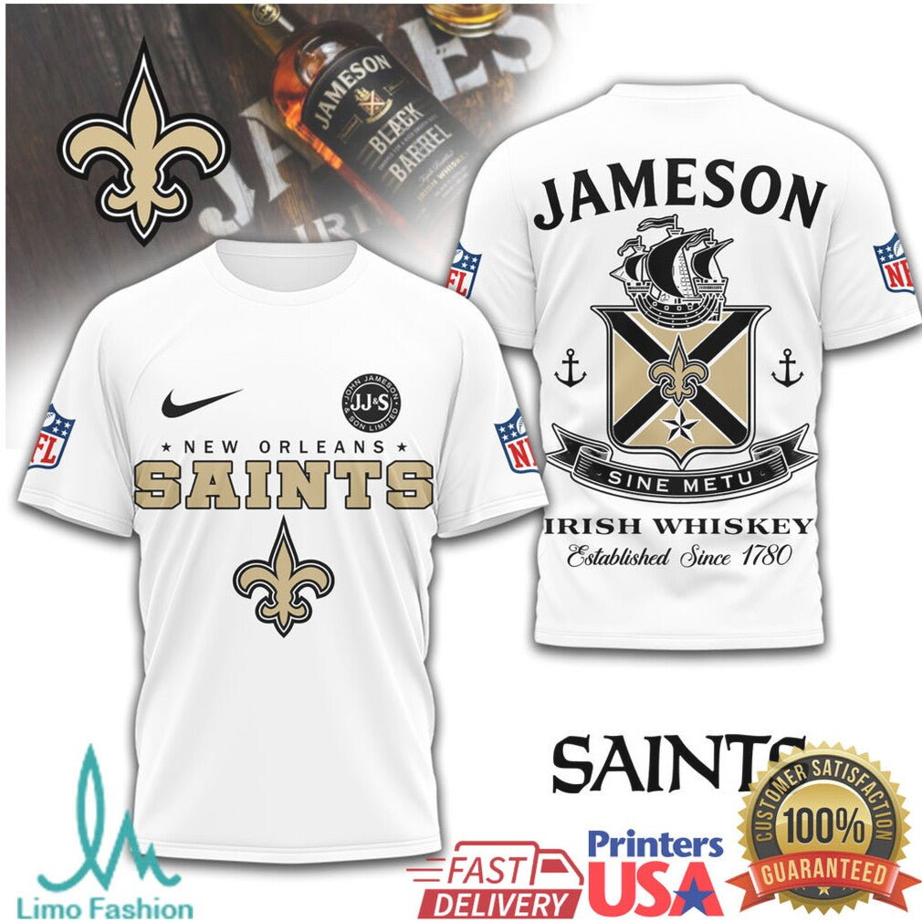 New Orleans Saints x Jameson Irish Whiskey Sine Metu NFL T Shirt - Limotees LLC