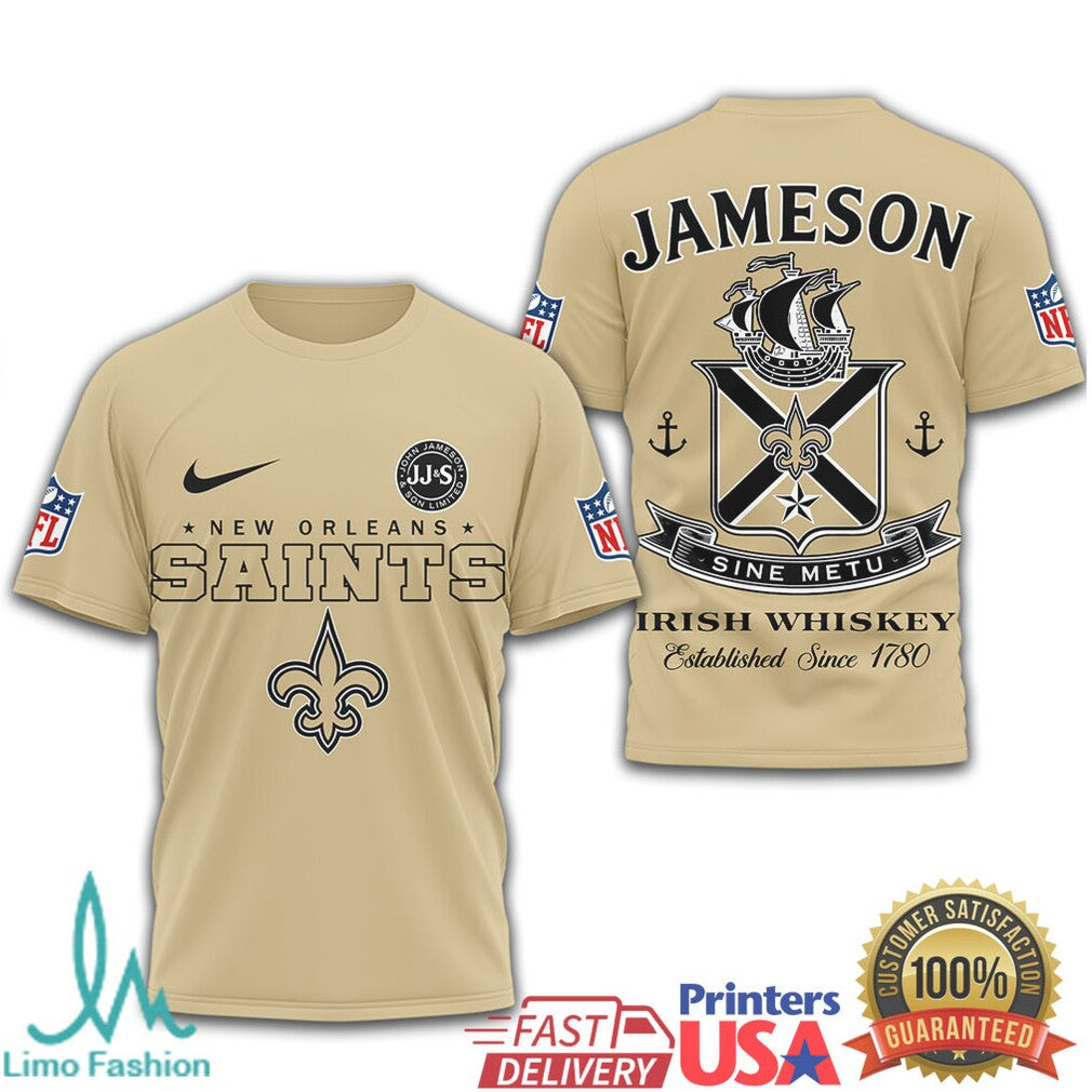 New Orleans Saints x Jameson Irish Whiskey Sine Metu NFL T Shirt - Limotees LLC