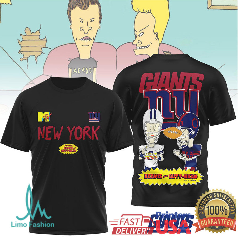 New York Giants Beavis and ButHead MTV Football Graphic T Shirt - Limotees LLC