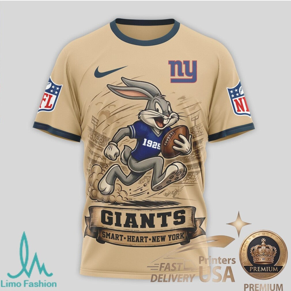New York Giants Bugs Bunny Smart Heart Built On Brains T Shirt